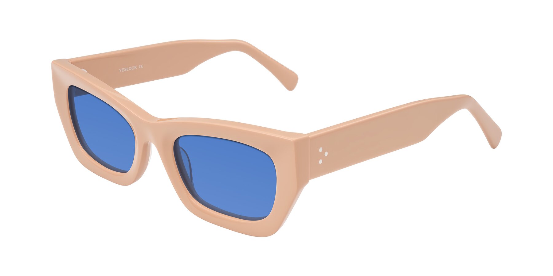Angle of Rex in Pale Salmon with Blue Tinted Lenses
