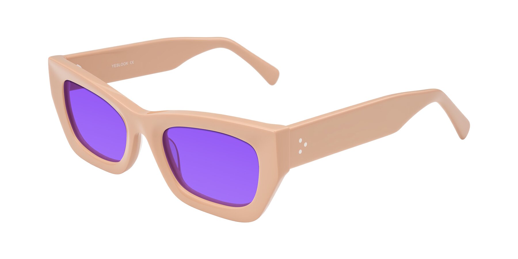 Angle of Rex in Pale Salmon with Purple Tinted Lenses