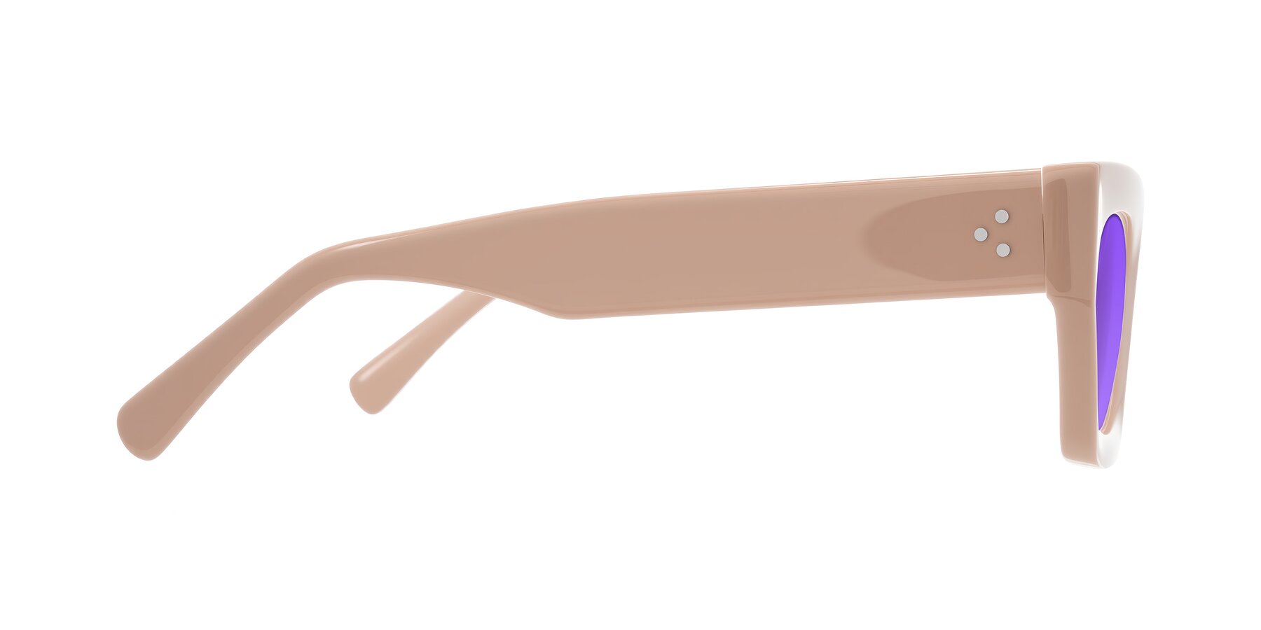 Side of Rex in Pale Salmon with Purple Tinted Lenses