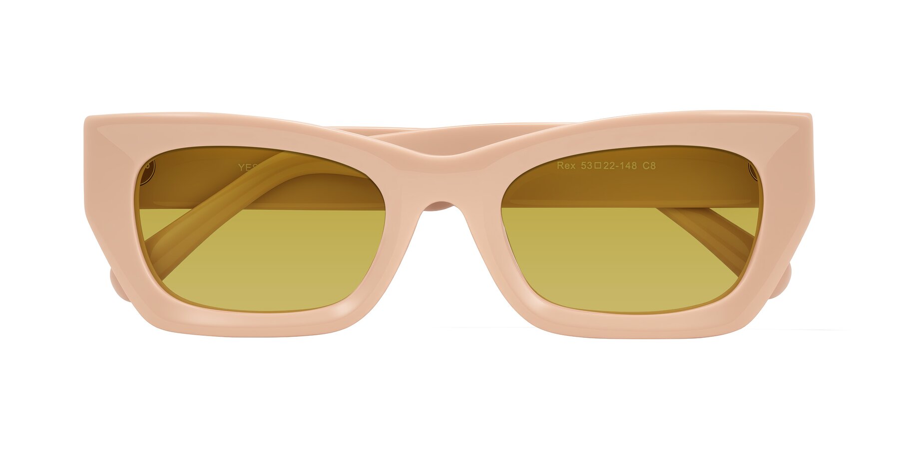 Folded Front of Rex in Pale Salmon with Champagne Tinted Lenses