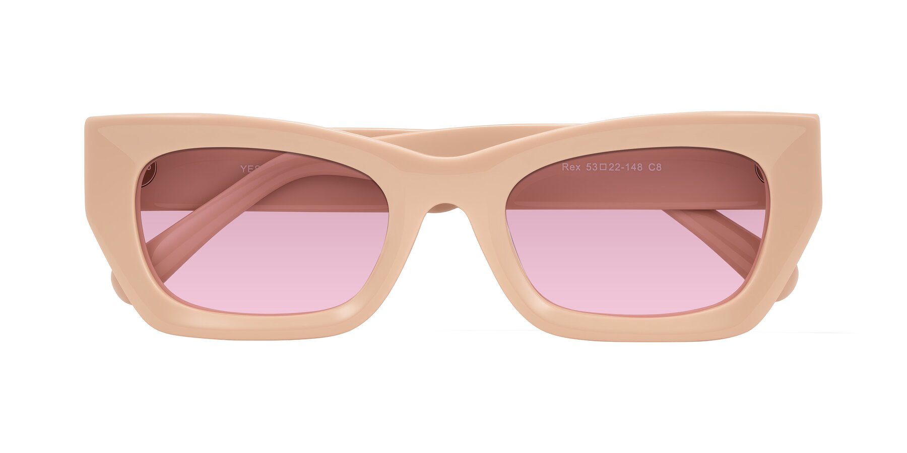 Folded Front of Rex in Pale Salmon with Light Wine Tinted Lenses