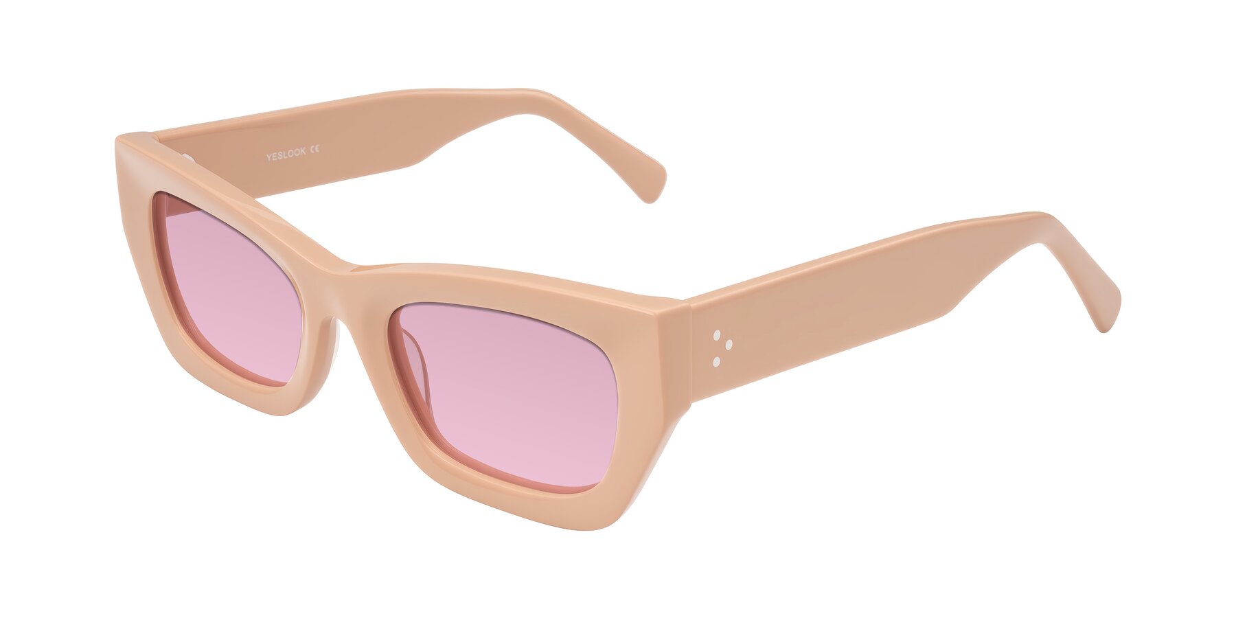 Angle of Rex in Pale Salmon with Light Wine Tinted Lenses