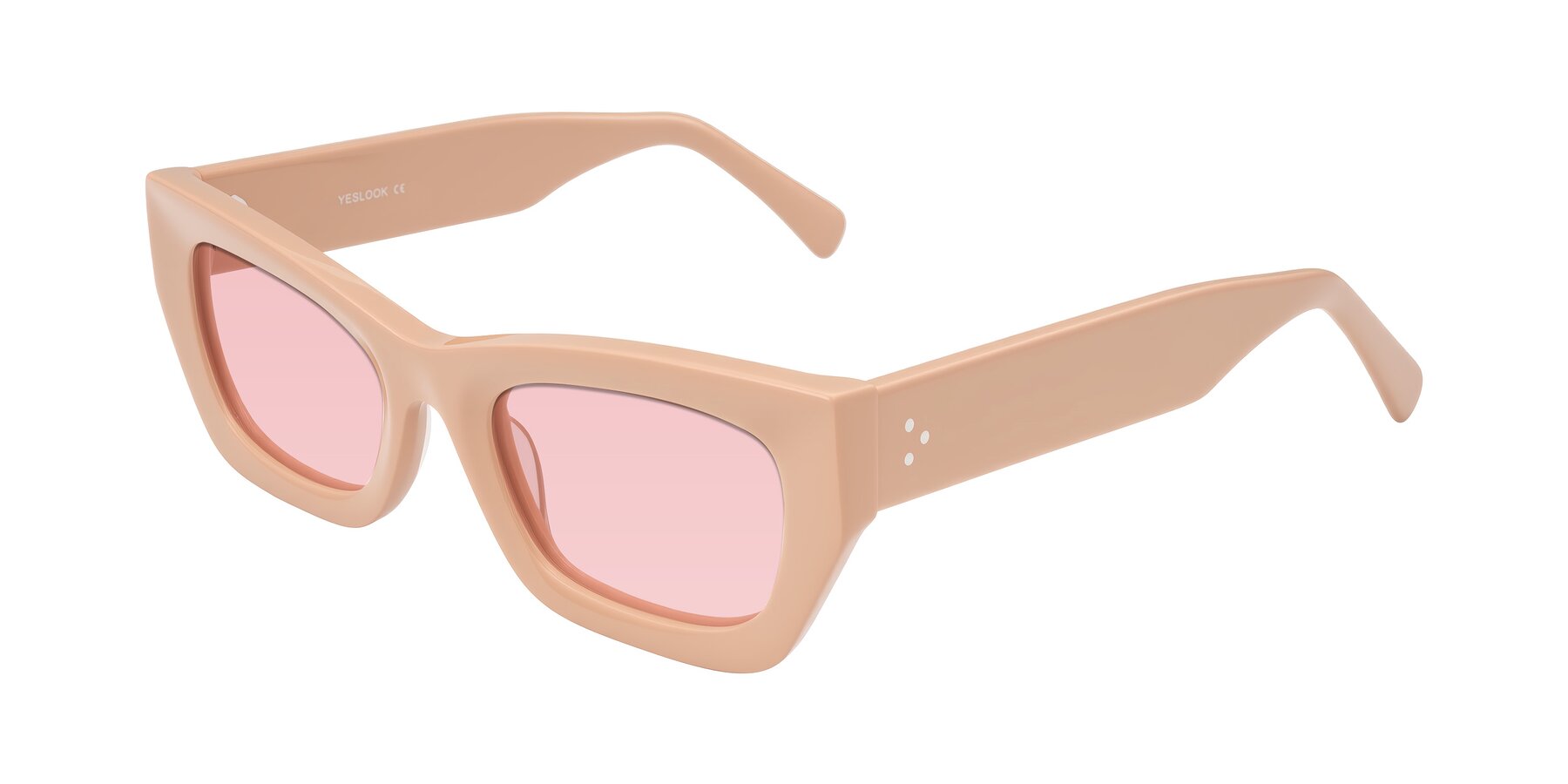 Angle of Rex in Pale Salmon with Light Garnet Tinted Lenses