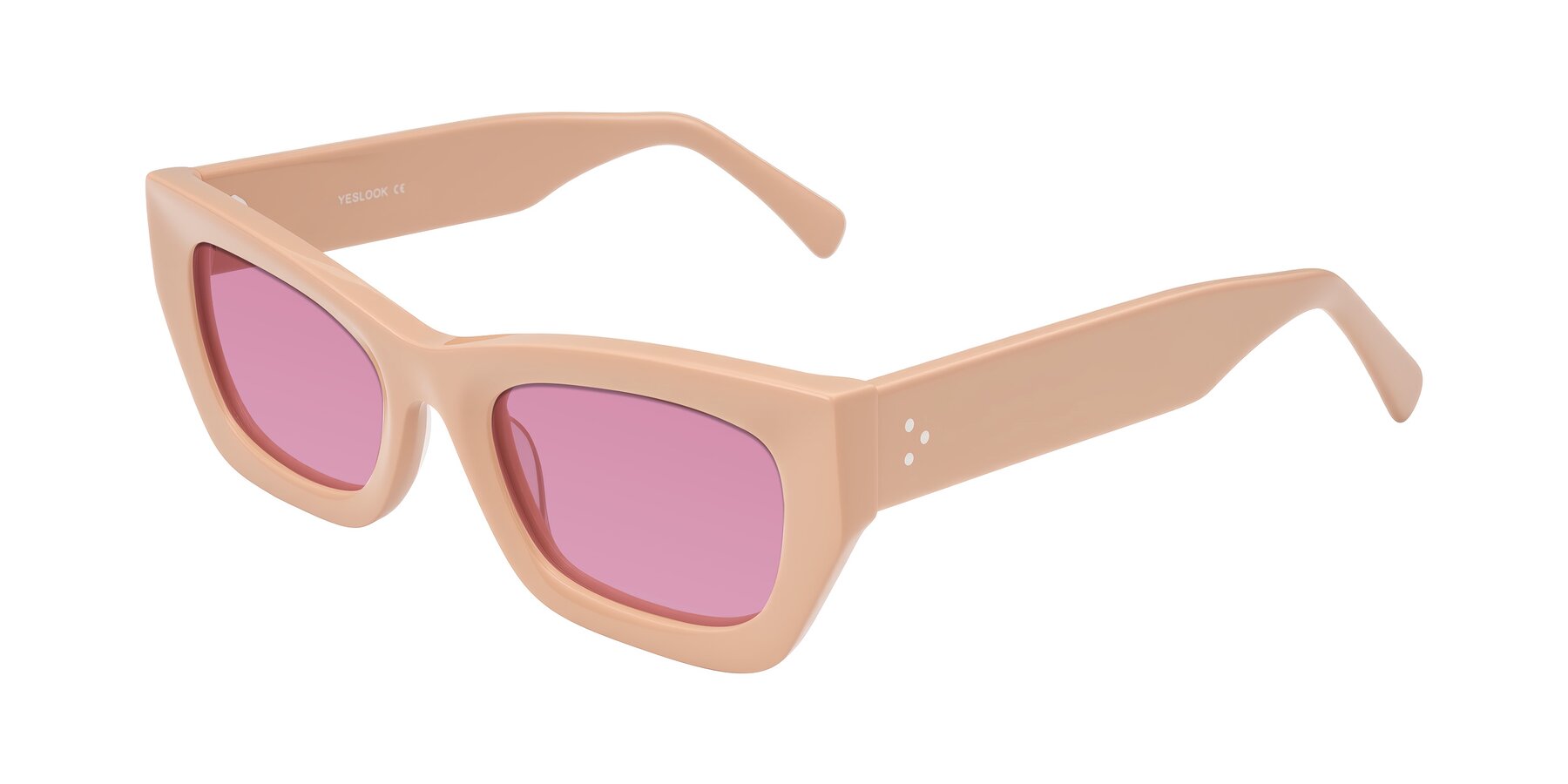 Angle of Rex in Pale Salmon with Medium Wine Tinted Lenses