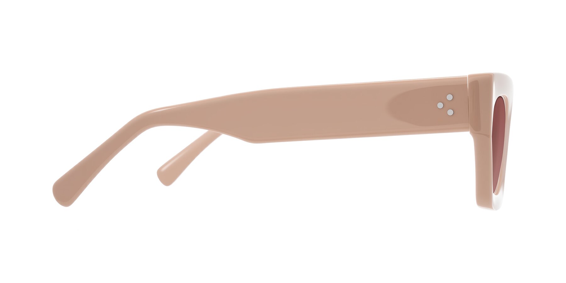 Side of Rex in Pale Salmon with Garnet Tinted Lenses