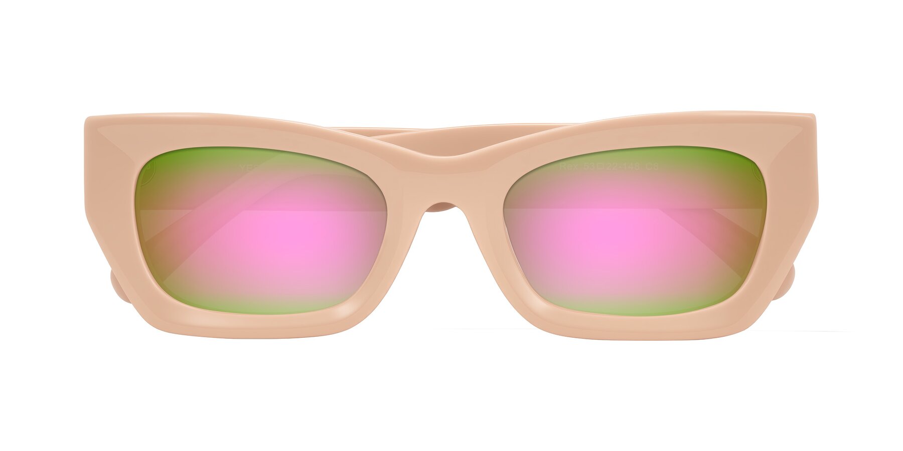 Folded Front of Rex in Pale Salmon with Pink Mirrored Lenses