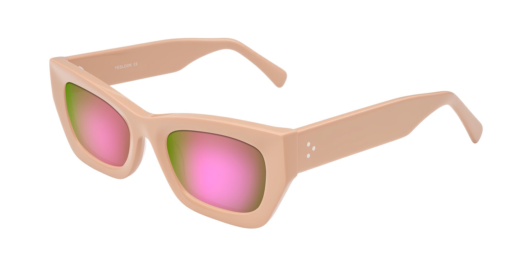 Angle of Rex in Pale Salmon with Pink Mirrored Lenses