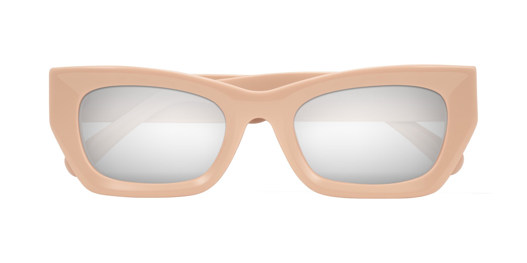 Folded Front of Rex in Pale Salmon with Silver Mirrored Lenses