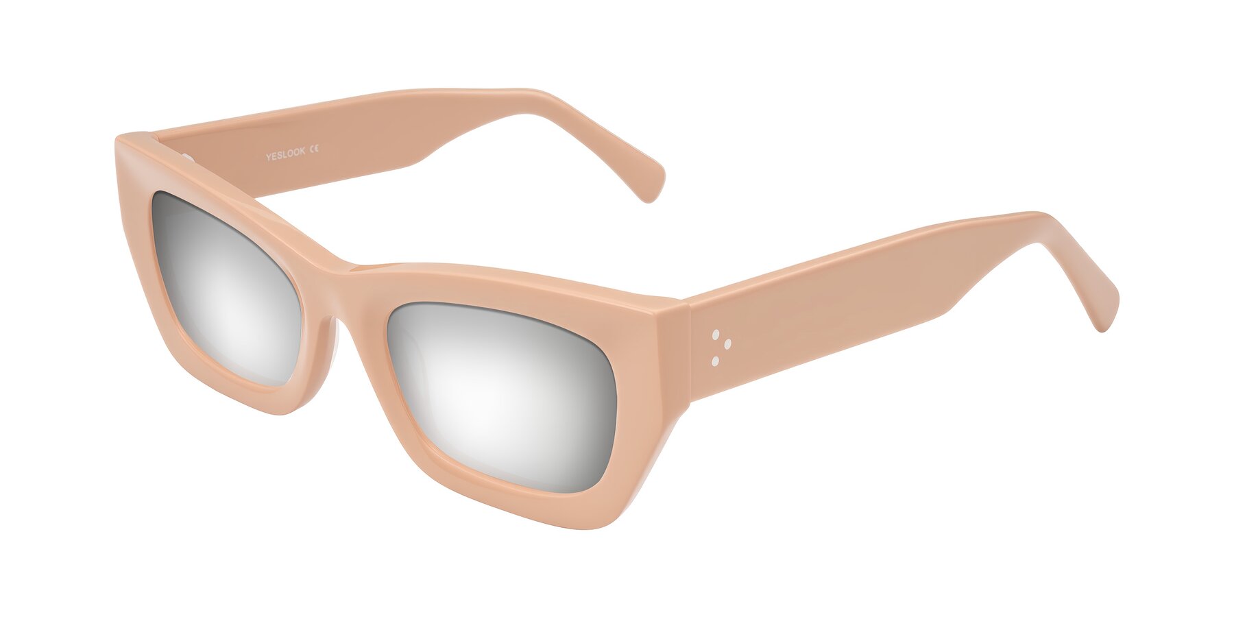 Angle of Rex in Pale Salmon with Silver Mirrored Lenses