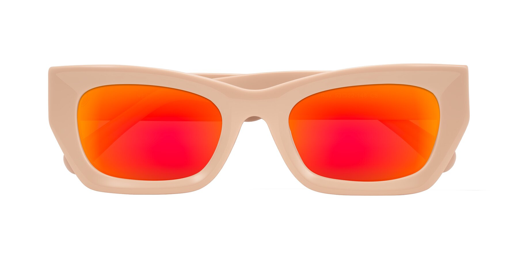 Folded Front of Rex in Pale Salmon with Red Gold Mirrored Lenses
