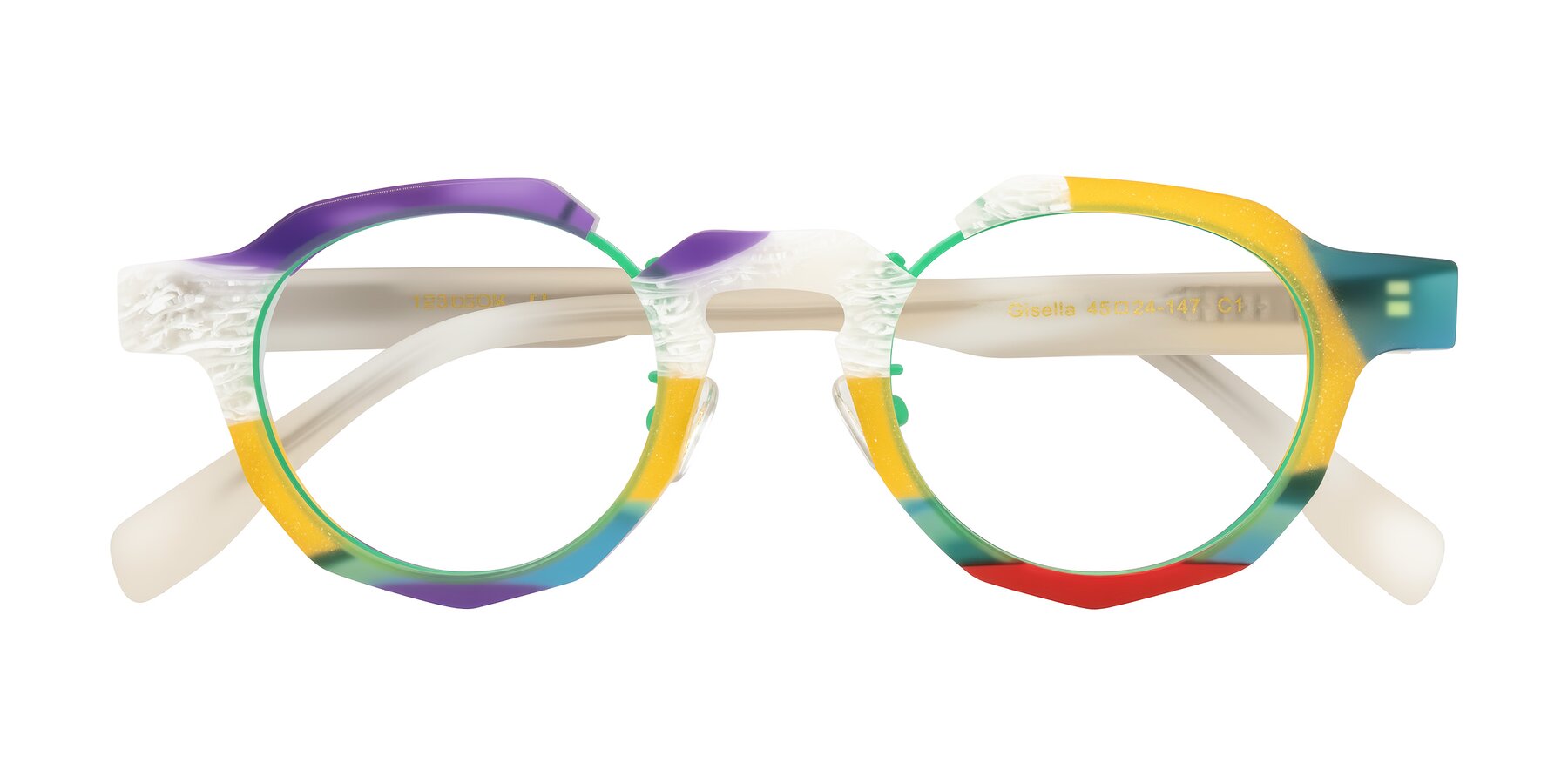 Folded Front of Gisella in Matte Fruits with Clear Eyeglass Lenses