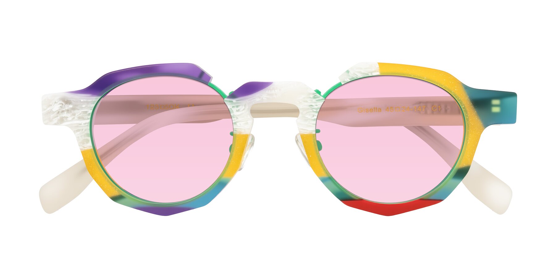 Folded Front of Gisella in Matte Fruits with Light Pink Tinted Lenses