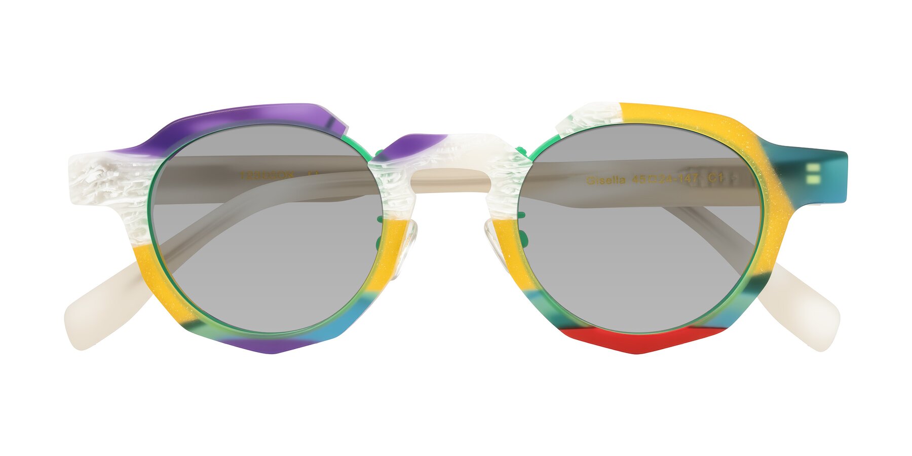 Folded Front of Gisella in Matte Fruits with Light Gray Tinted Lenses