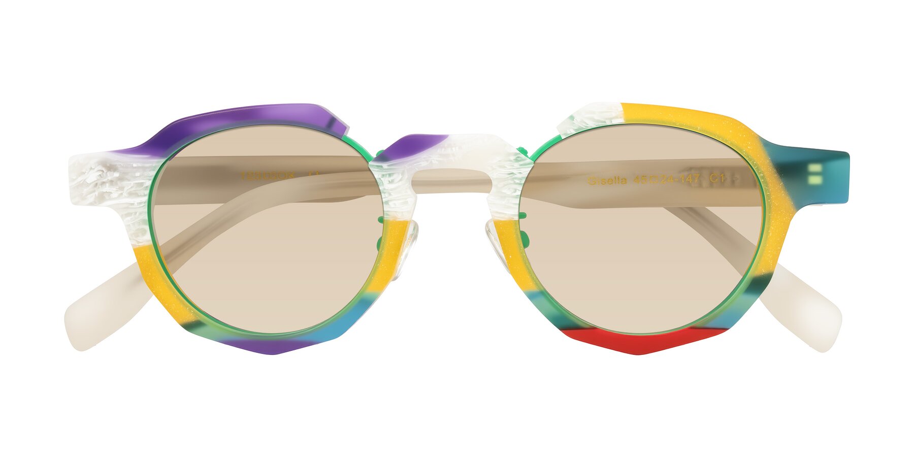 Folded Front of Gisella in Matte Fruits with Light Brown Tinted Lenses