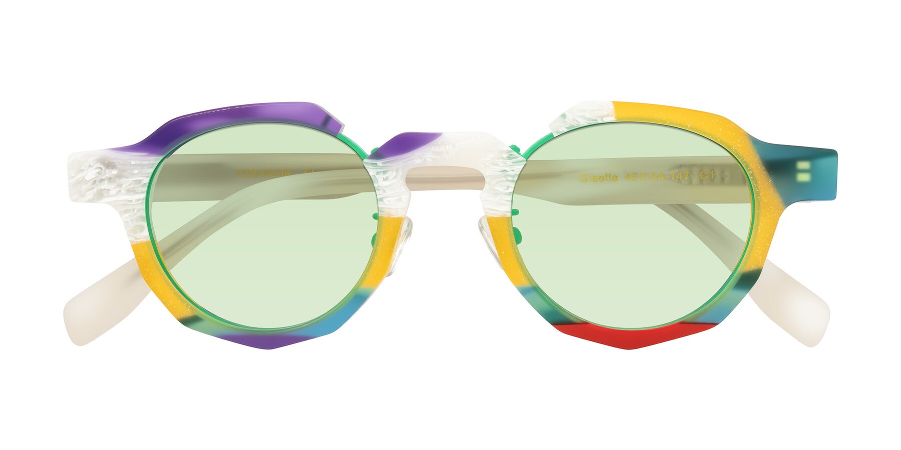 Folded Front of Gisella in Matte Fruits with Light Green Tinted Lenses