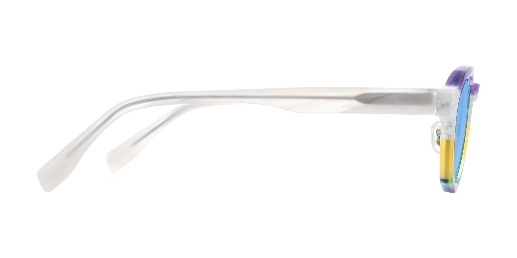 Side of Gisella in Matte Fruits with Medium Blue Tinted Lenses