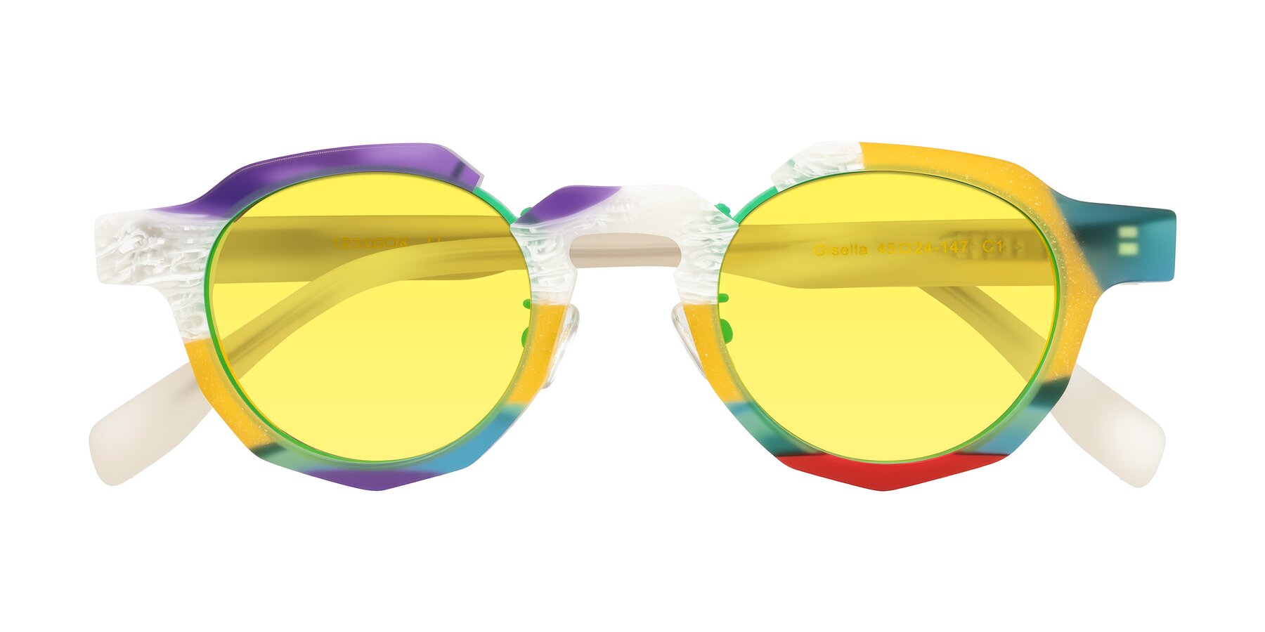 Folded Front of Gisella in Matte Fruits with Medium Yellow Tinted Lenses