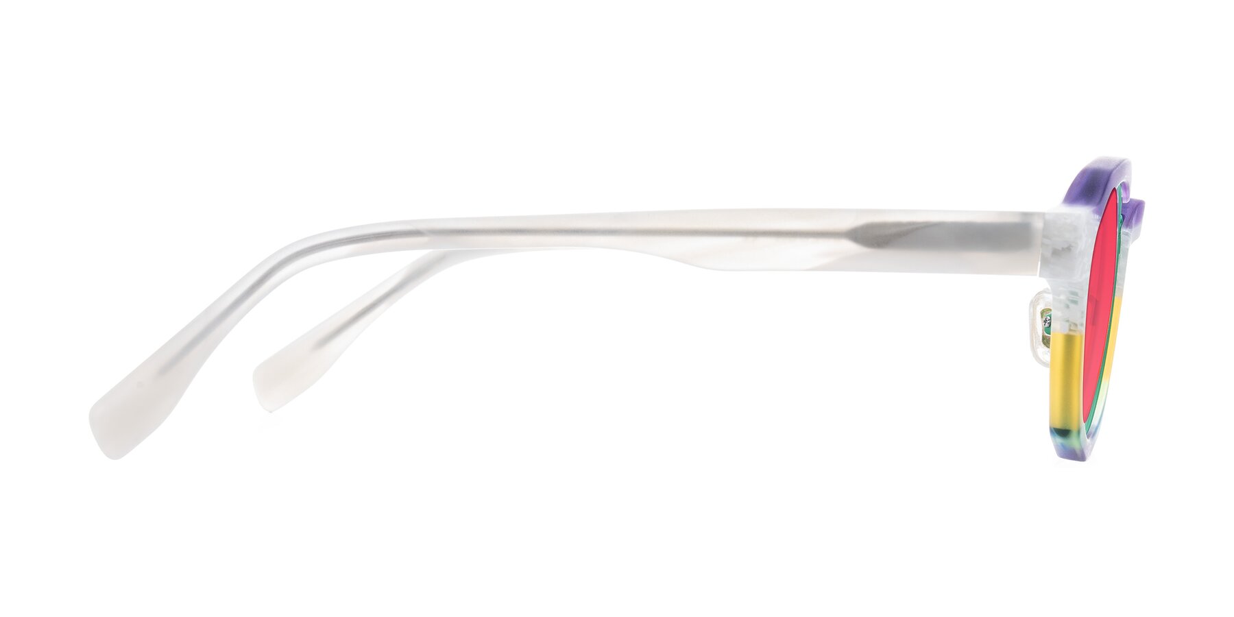 Side of Gisella in Matte Fruits with Red Tinted Lenses