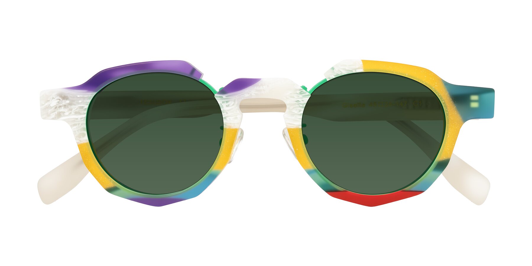 Folded Front of Gisella in Matte Fruits with Green Tinted Lenses