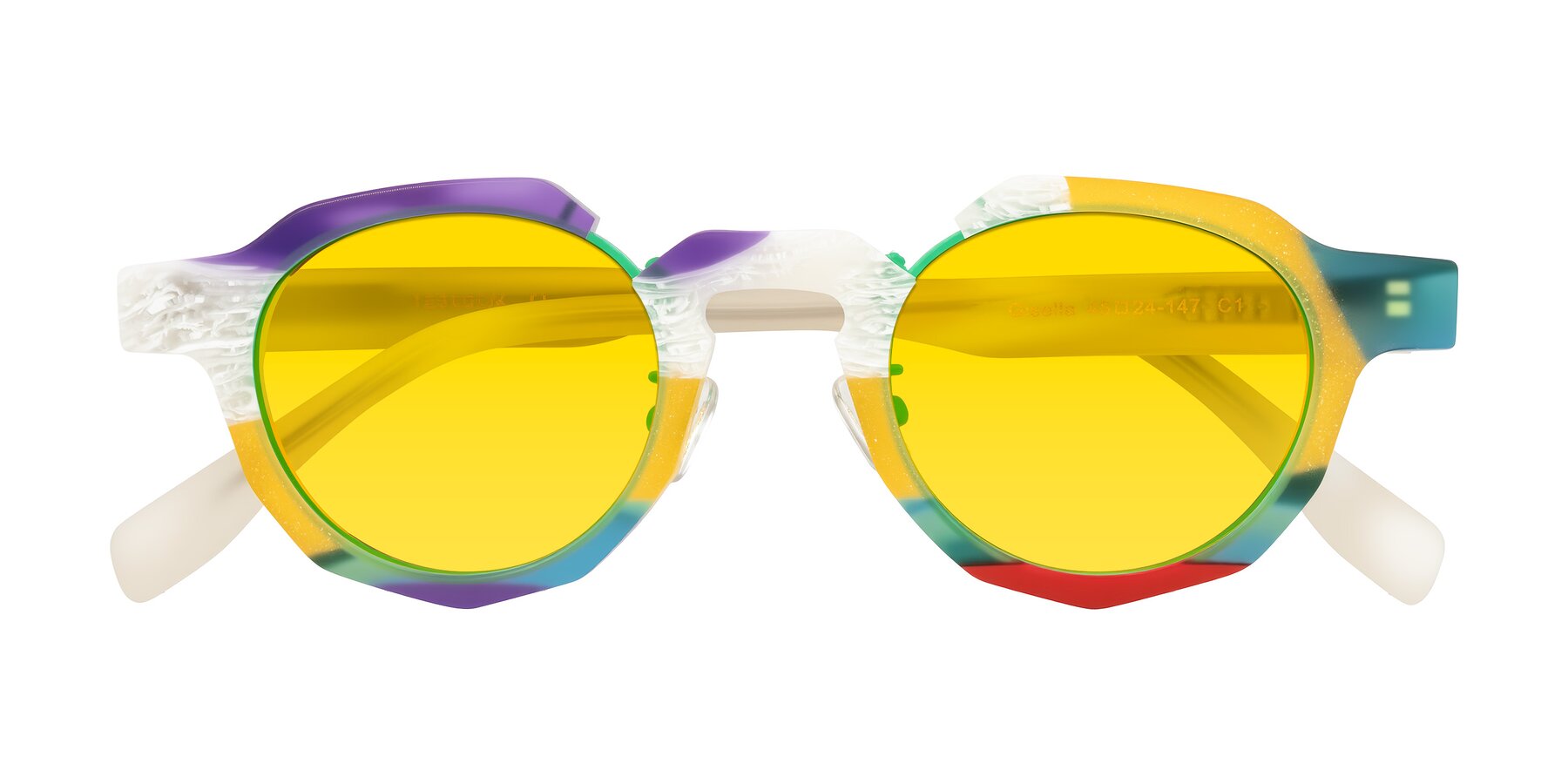 Folded Front of Gisella in Matte Fruits with Yellow Tinted Lenses