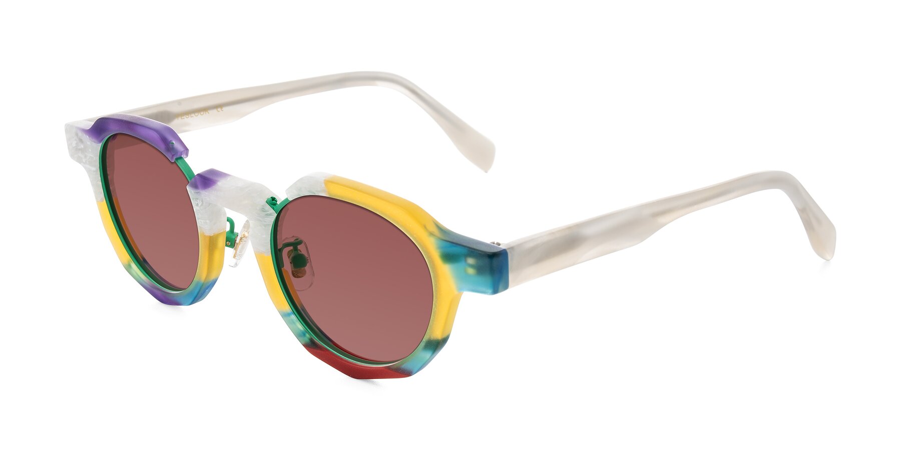 Angle of Gisella in Matte Fruits with Garnet Tinted Lenses