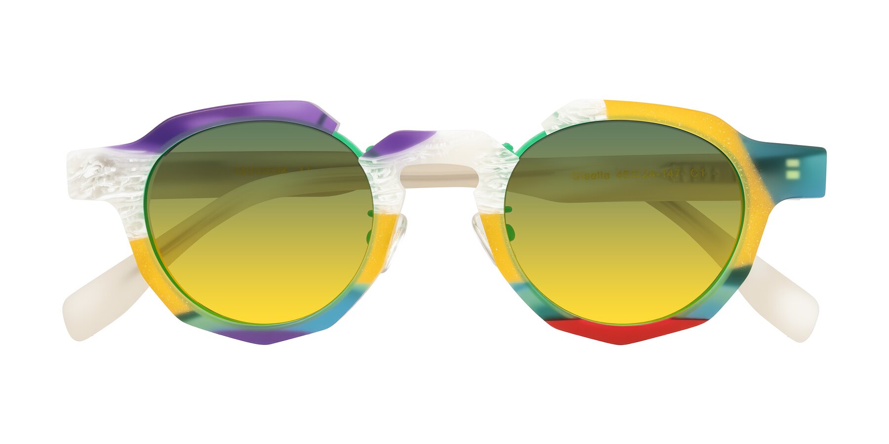 Folded Front of Gisella in Matte Fruits with Green / Yellow Gradient Lenses