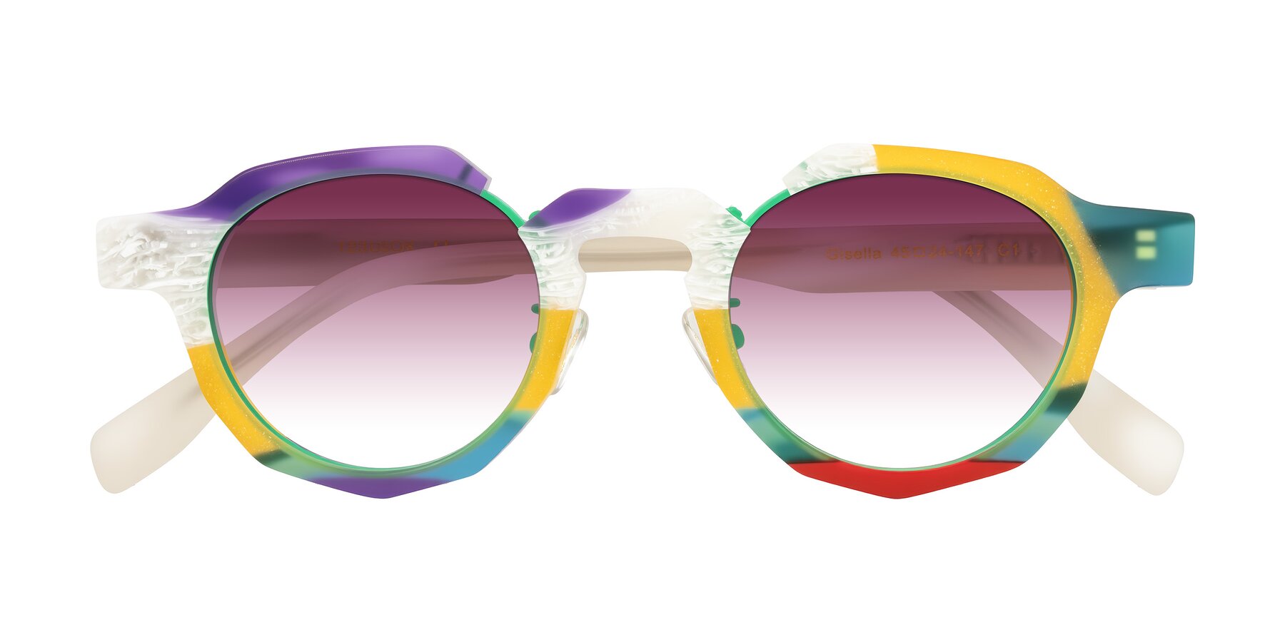 Folded Front of Gisella in Matte Fruits with Wine Gradient Lenses