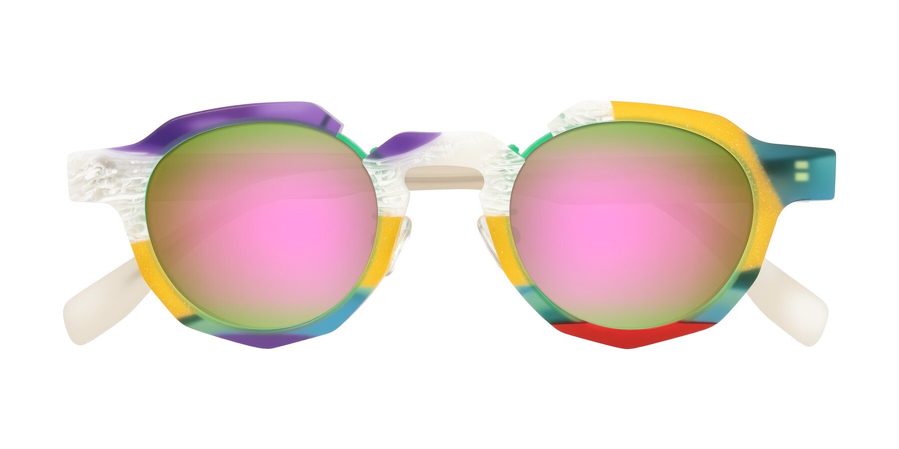 Folded Front of Gisella in Matte Fruits with Pink Mirrored Lenses