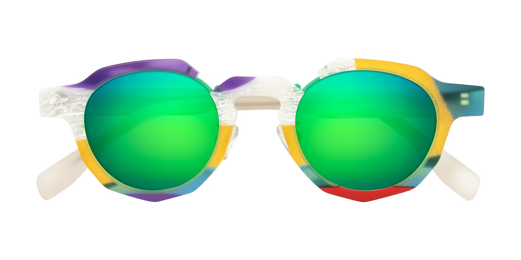 Folded Front of Gisella in Matte Fruits with Green Mirrored Lenses