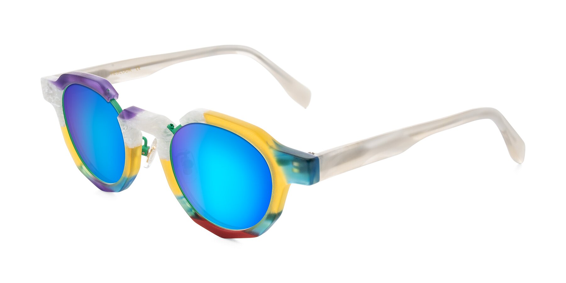 Angle of Gisella in Matte Fruits with Blue Mirrored Lenses