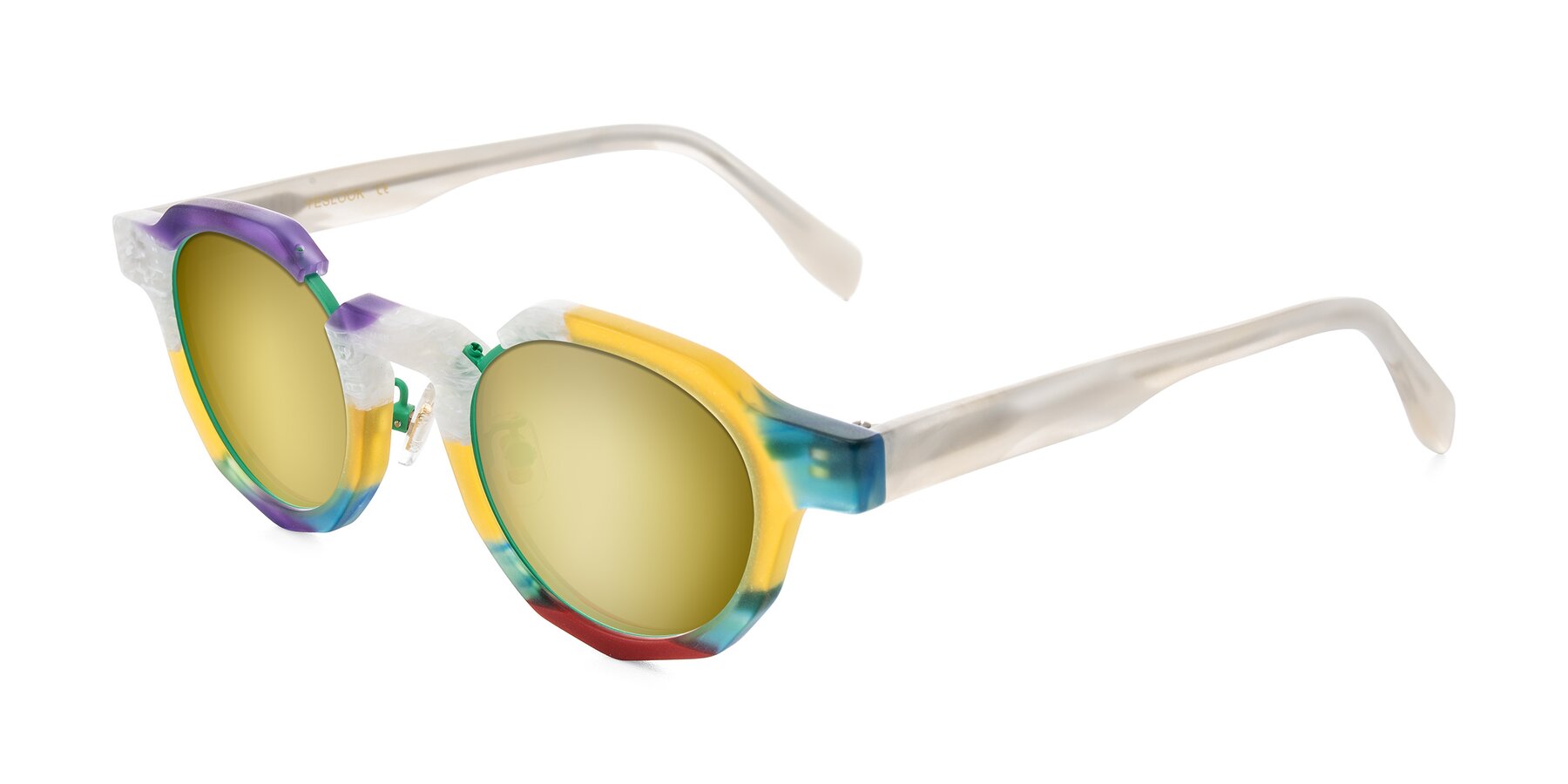 Angle of Gisella in Matte Fruits with Gold Mirrored Lenses