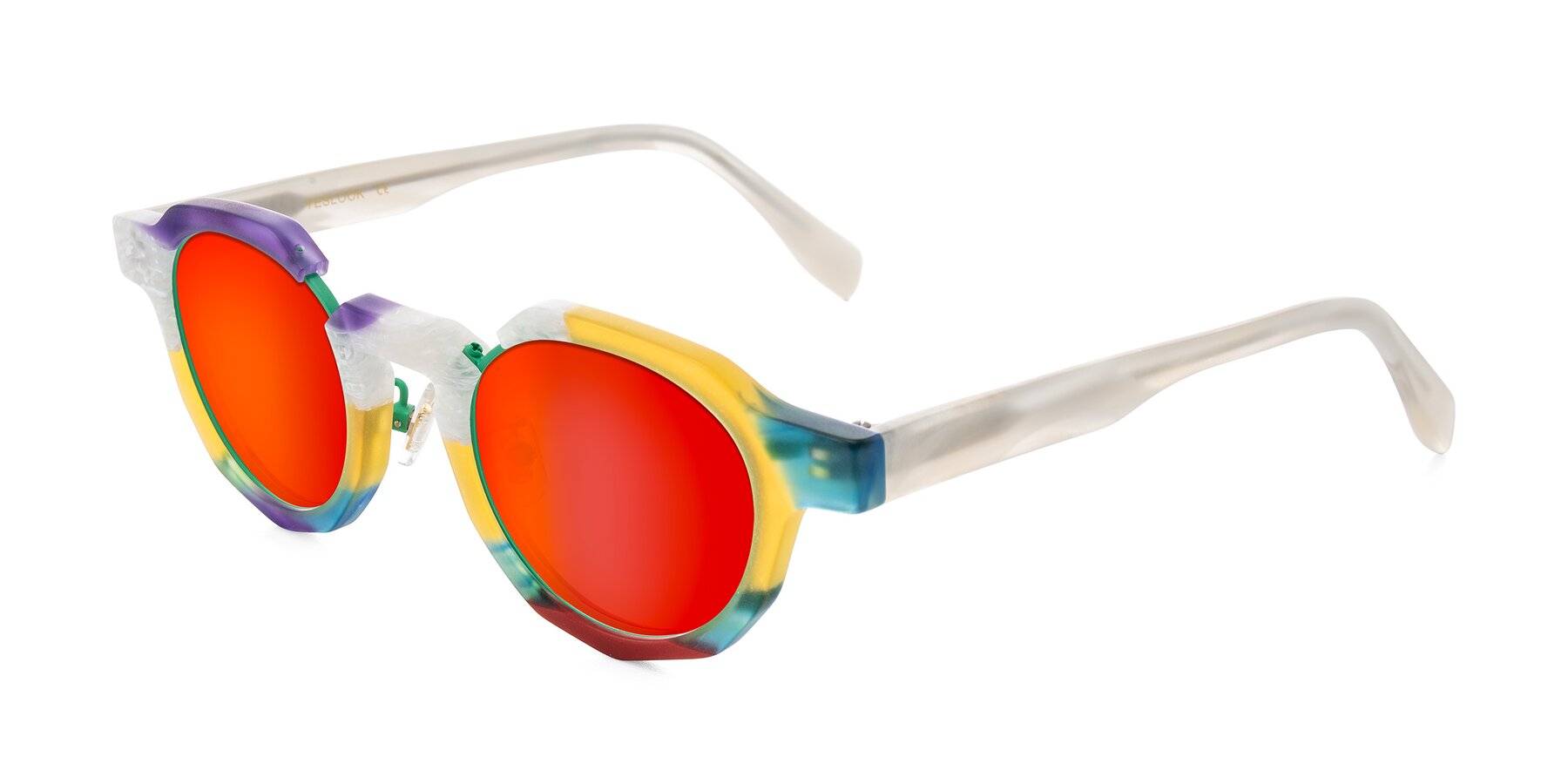 Angle of Gisella in Matte Fruits with Red Gold Mirrored Lenses