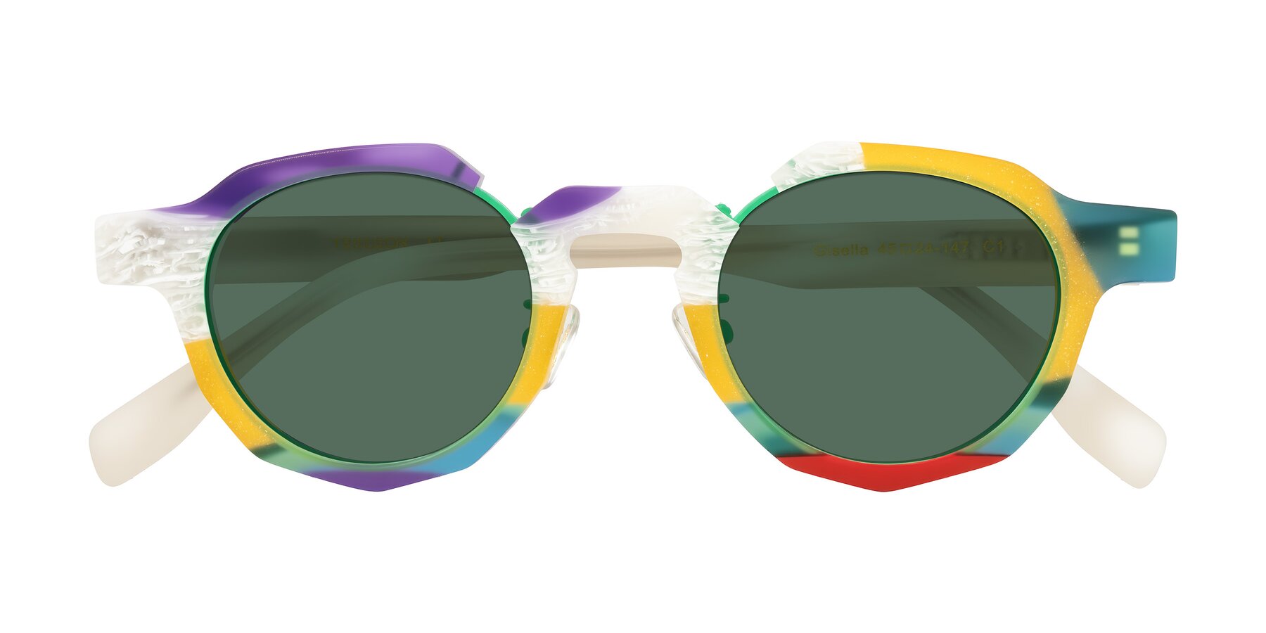 Folded Front of Gisella in Matte Fruits with Green Polarized Lenses