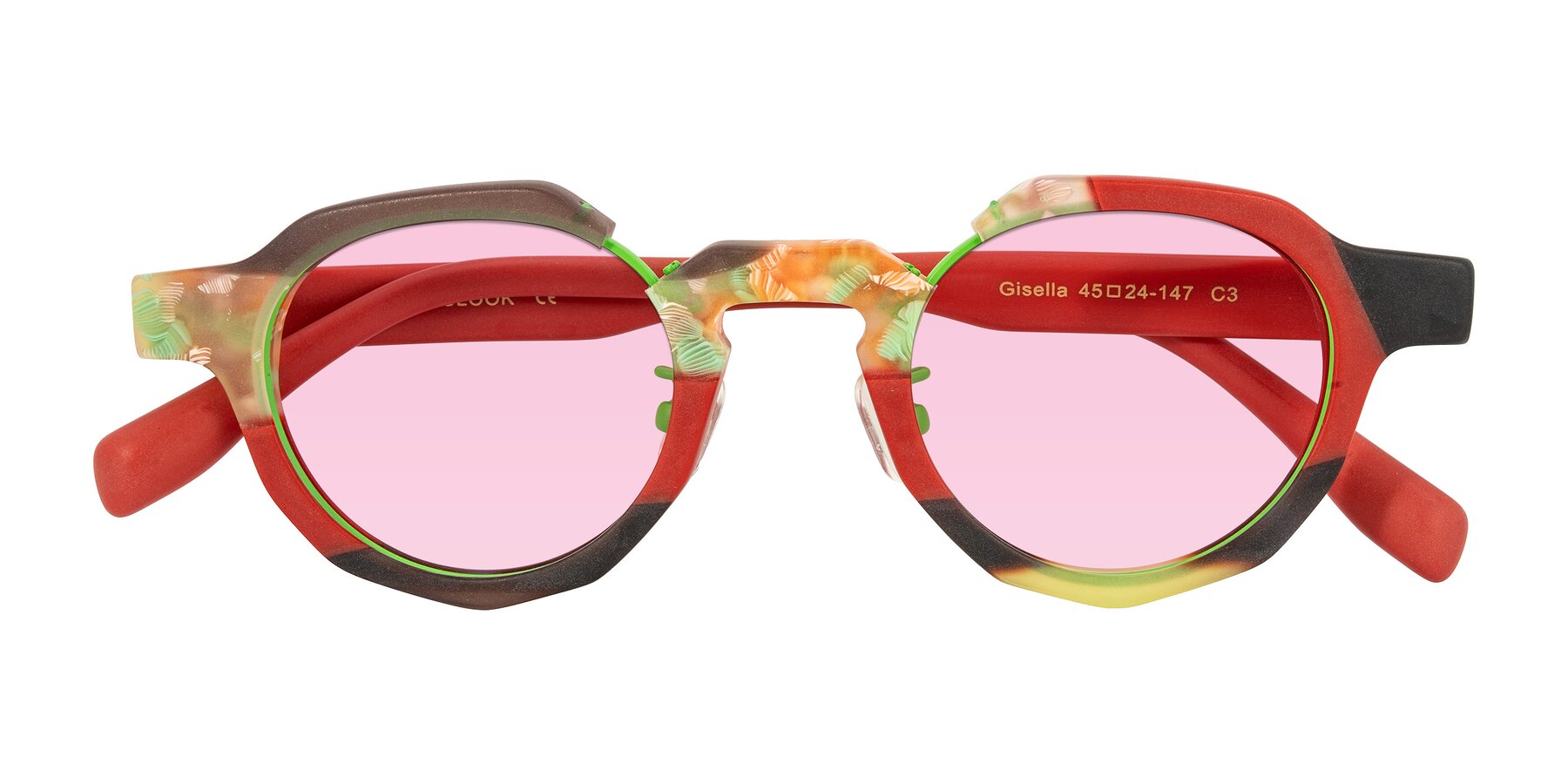 Folded Front of Gisella in Matte Garden with Light Pink Tinted Lenses