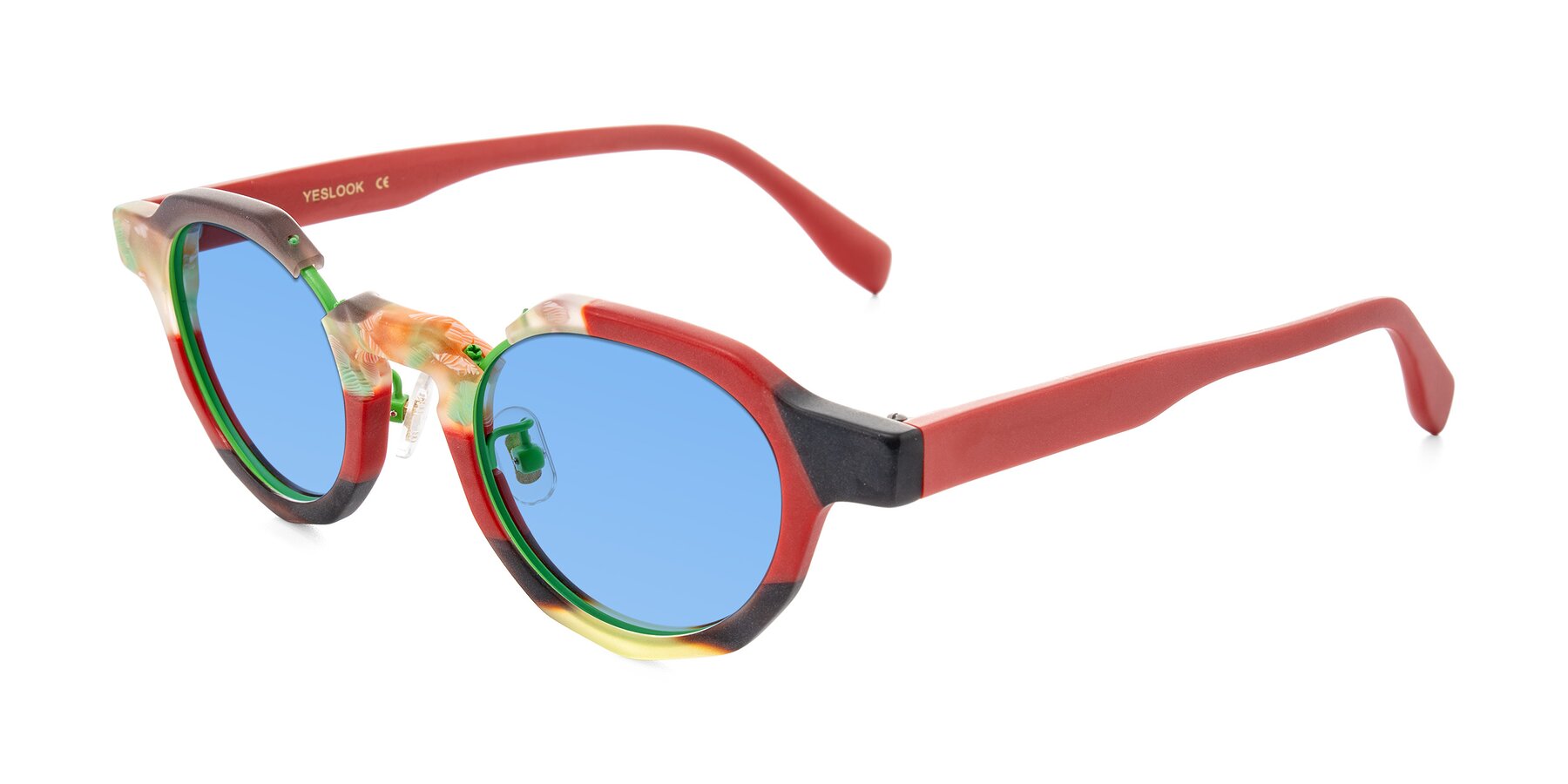 Angle of Gisella in Matte Garden with Medium Blue Tinted Lenses