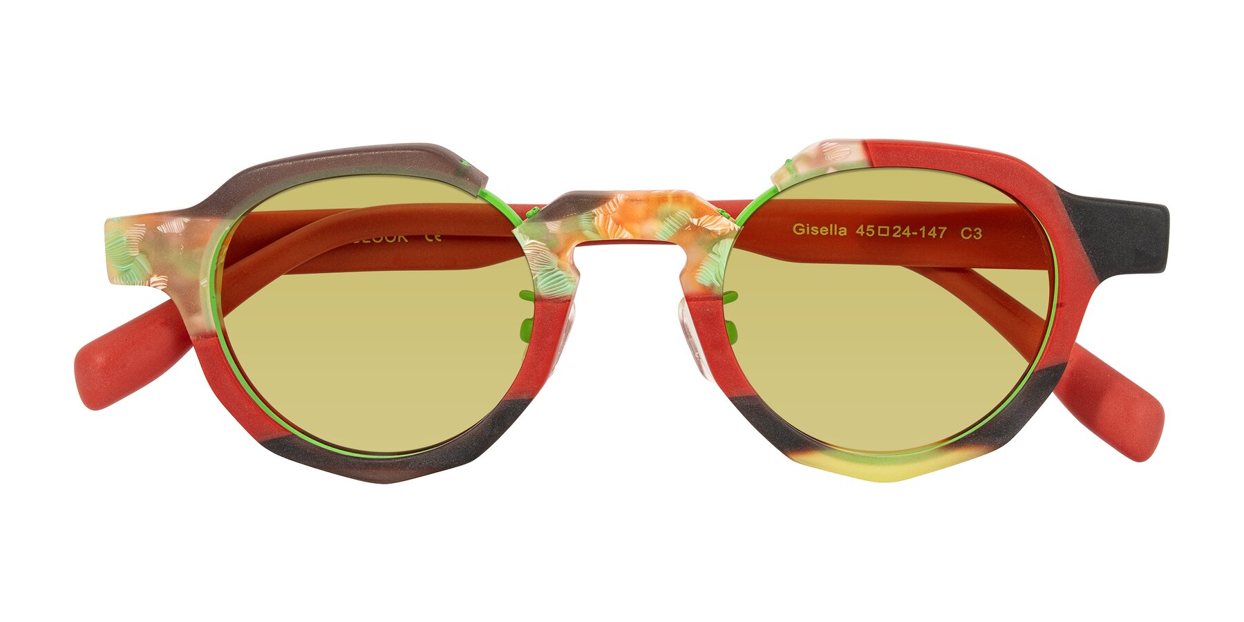 Folded Front of Gisella in Matte Garden with Medium Champagne Tinted Lenses
