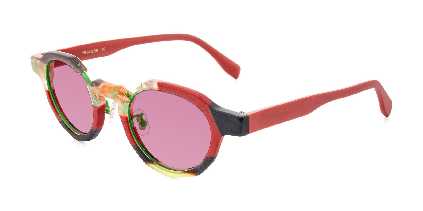 Angle of Gisella in Matte Garden with Medium Wine Tinted Lenses