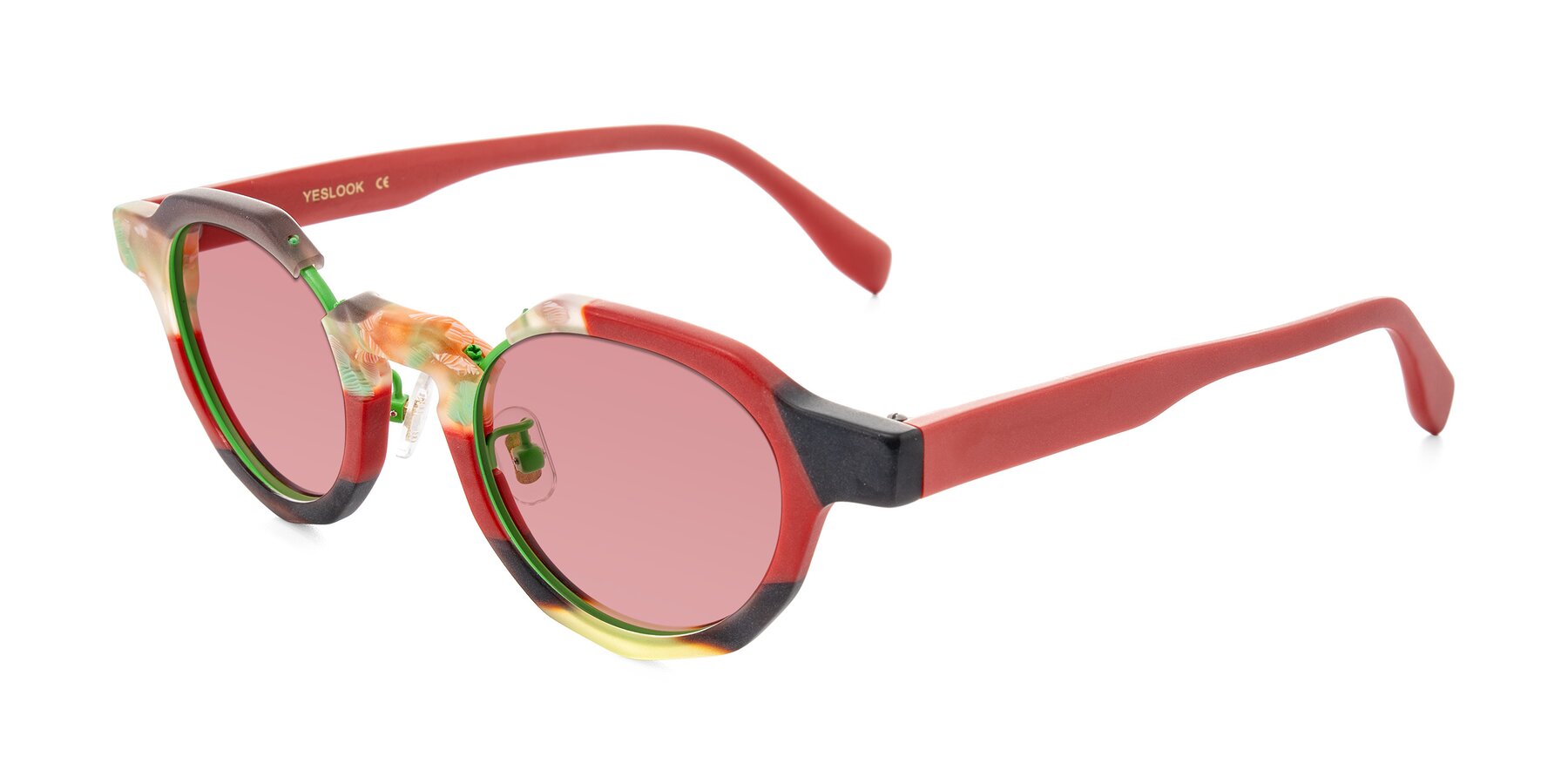 Angle of Gisella in Matte Garden with Medium Garnet Tinted Lenses