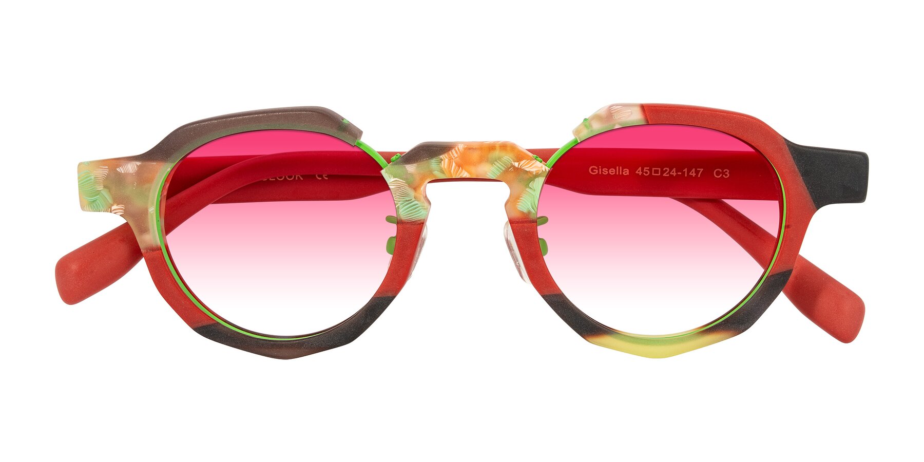 Folded Front of Gisella in Matte Garden with Pink Gradient Lenses