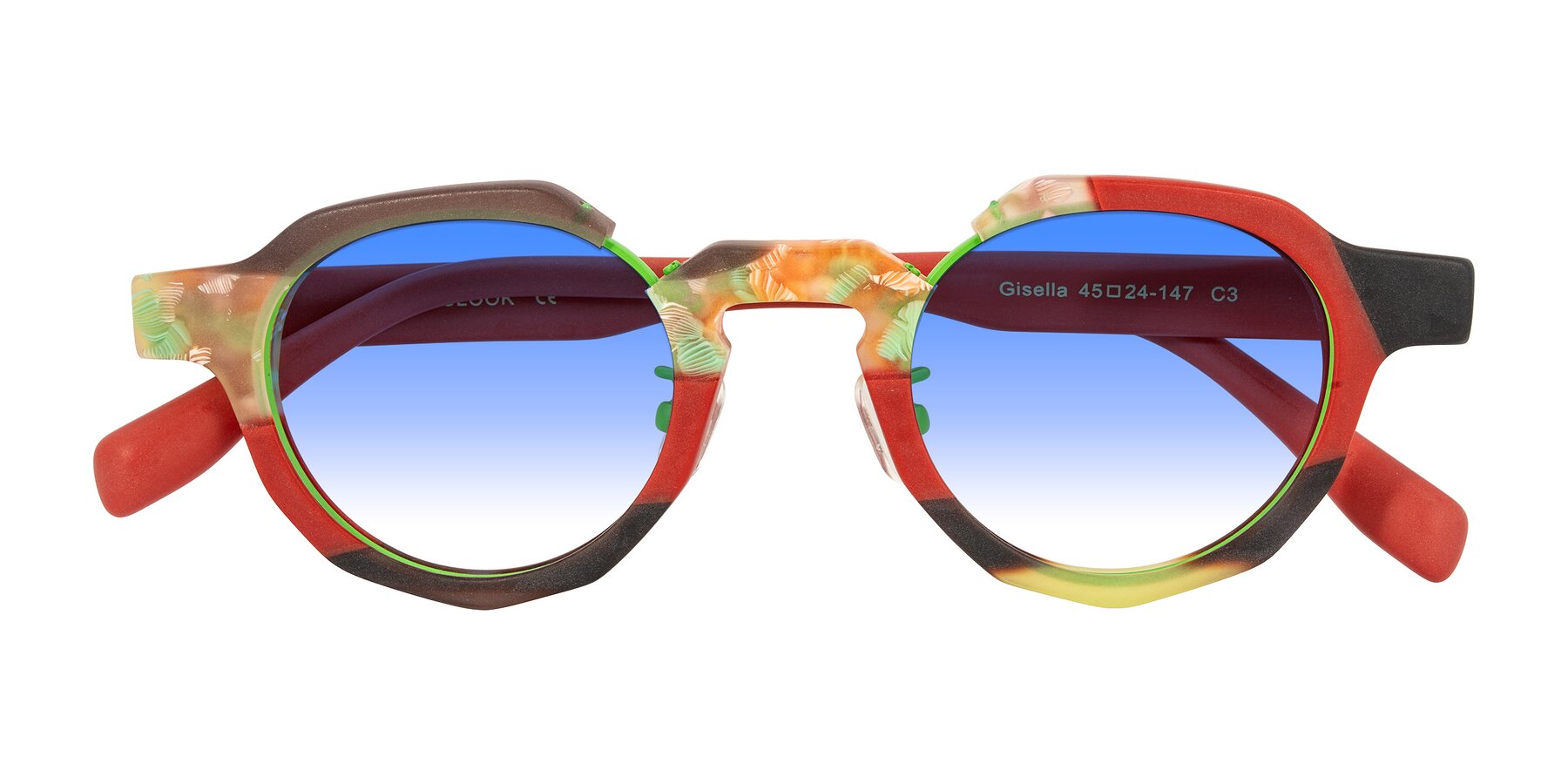 Folded Front of Gisella in Matte Garden with Blue Gradient Lenses