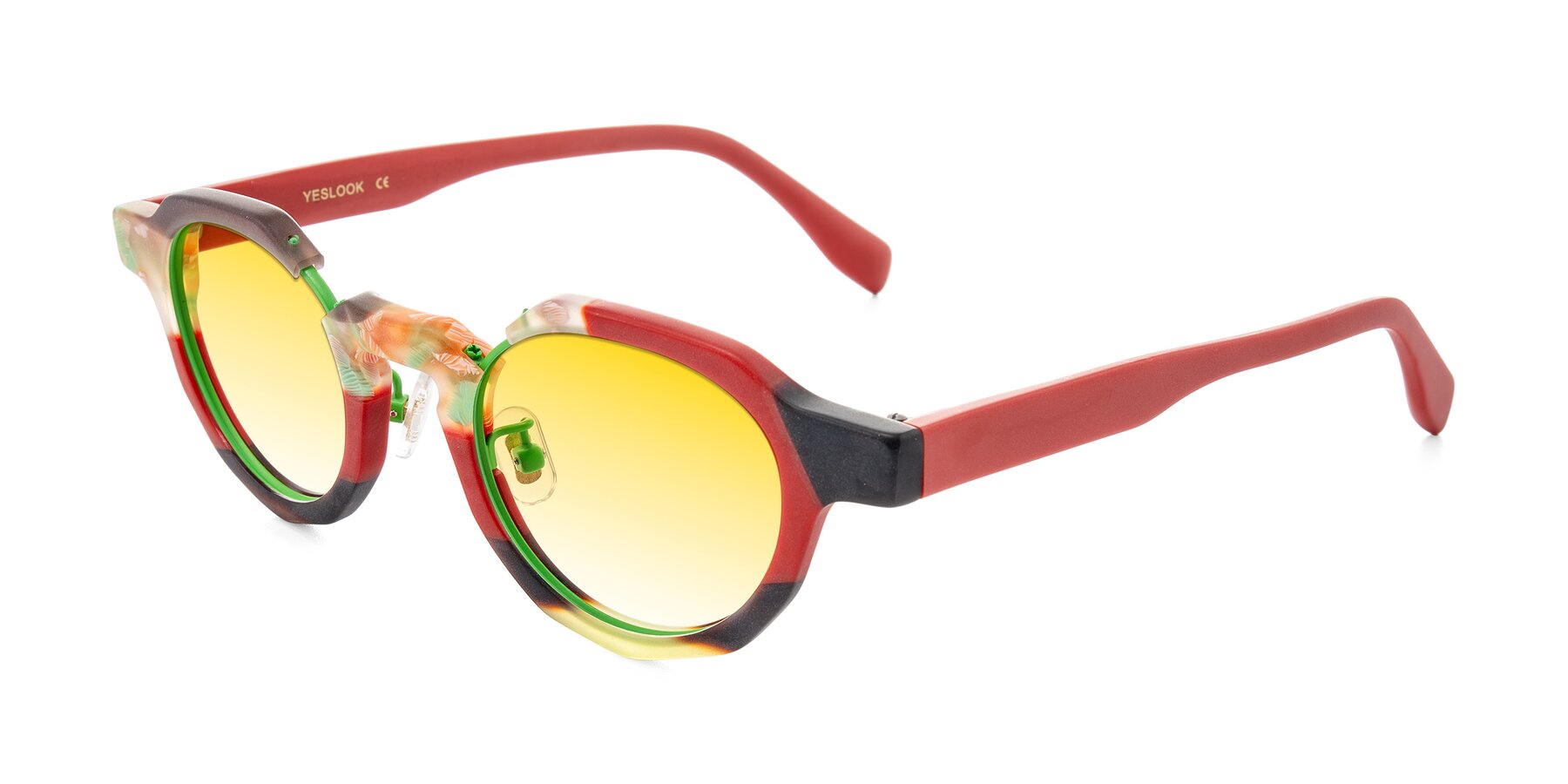 Angle of Gisella in Matte Garden with Yellow Gradient Lenses