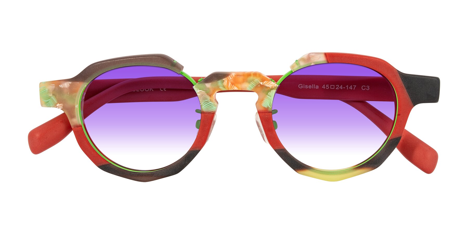 Folded Front of Gisella in Matte Garden with Purple Gradient Lenses