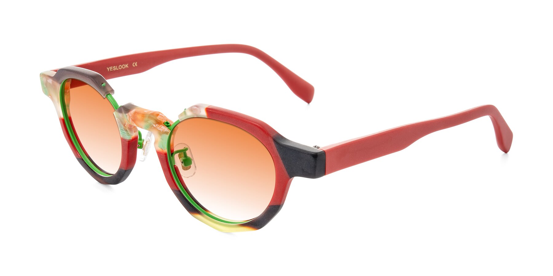 Angle of Gisella in Matte Garden with Orange Gradient Lenses