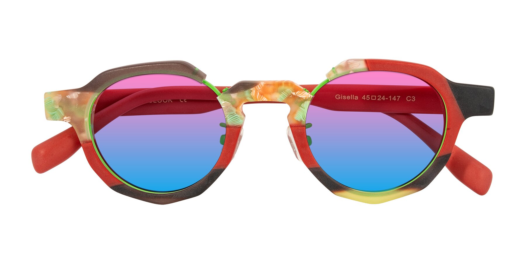 Folded Front of Gisella in Matte Garden with Pink / Blue Gradient Lenses
