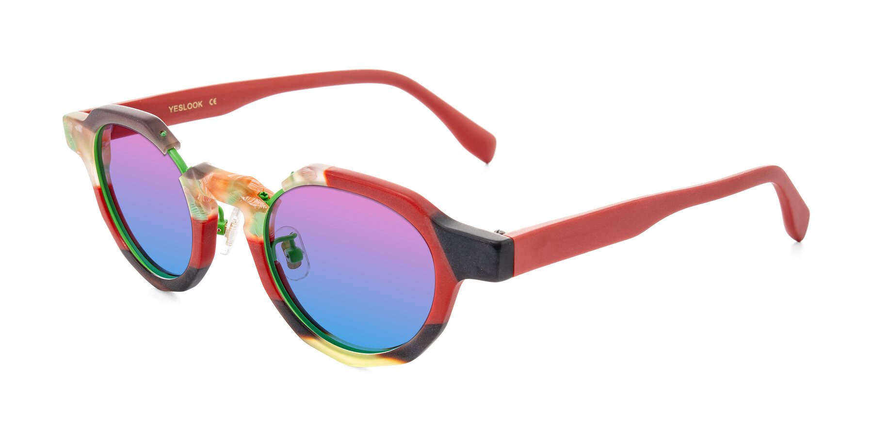 Angle of Gisella in Matte Garden with Pink / Blue Gradient Lenses