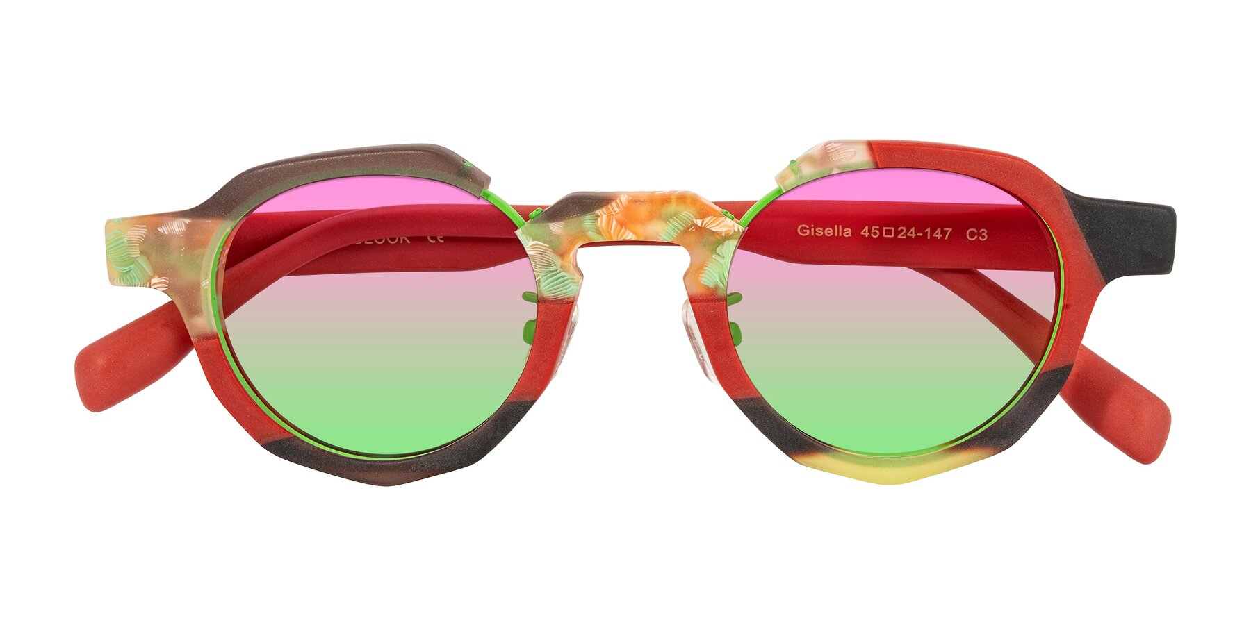 Folded Front of Gisella in Matte Garden with Pink / Green Gradient Lenses