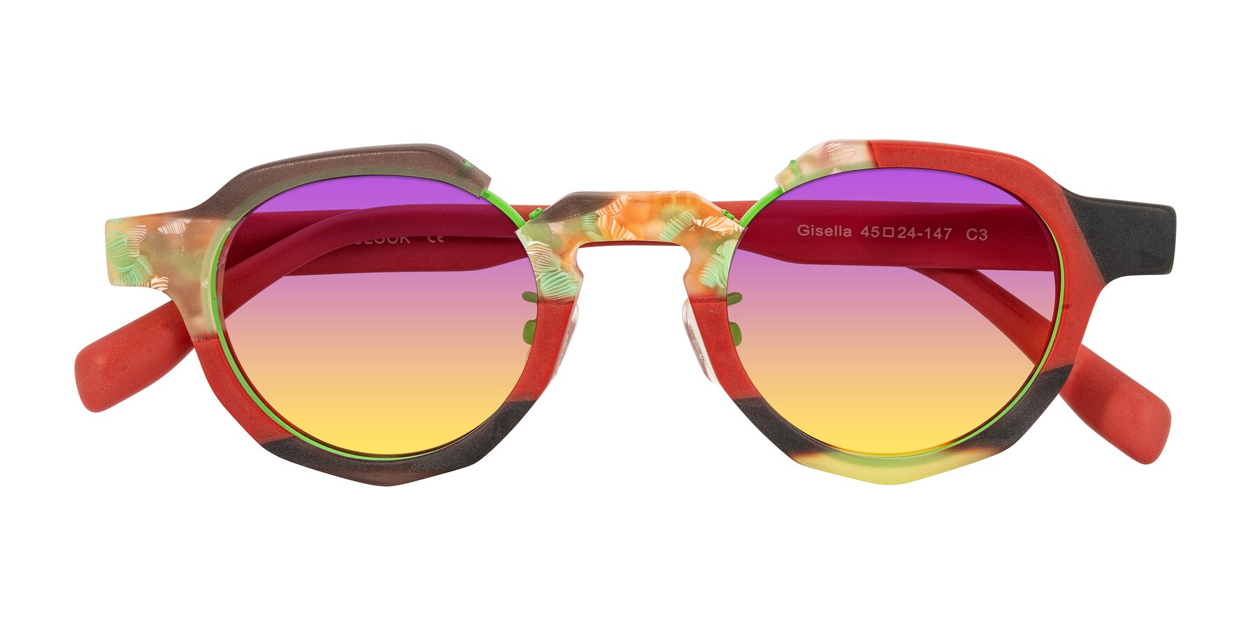 Folded Front of Gisella in Matte Garden with Purple / Yellow Gradient Lenses