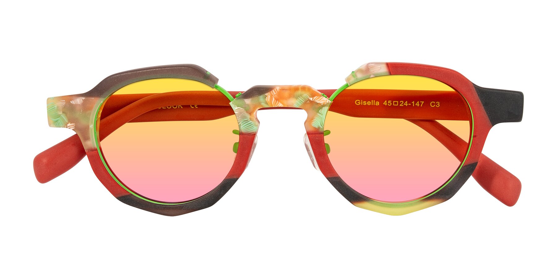 Folded Front of Gisella in Matte Garden with Yellow / Pink Gradient Lenses