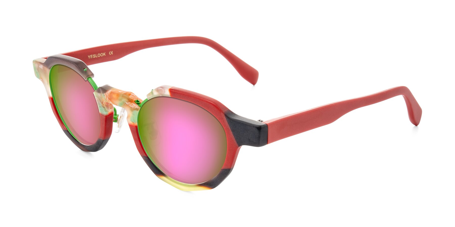 Angle of Gisella in Matte Garden with Pink Mirrored Lenses
