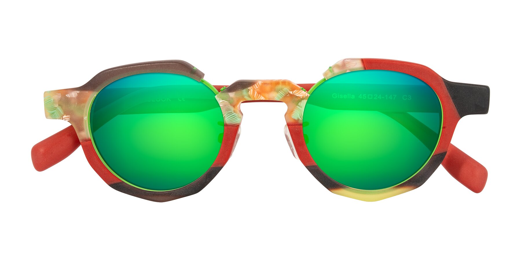 Folded Front of Gisella in Matte Garden with Green Mirrored Lenses